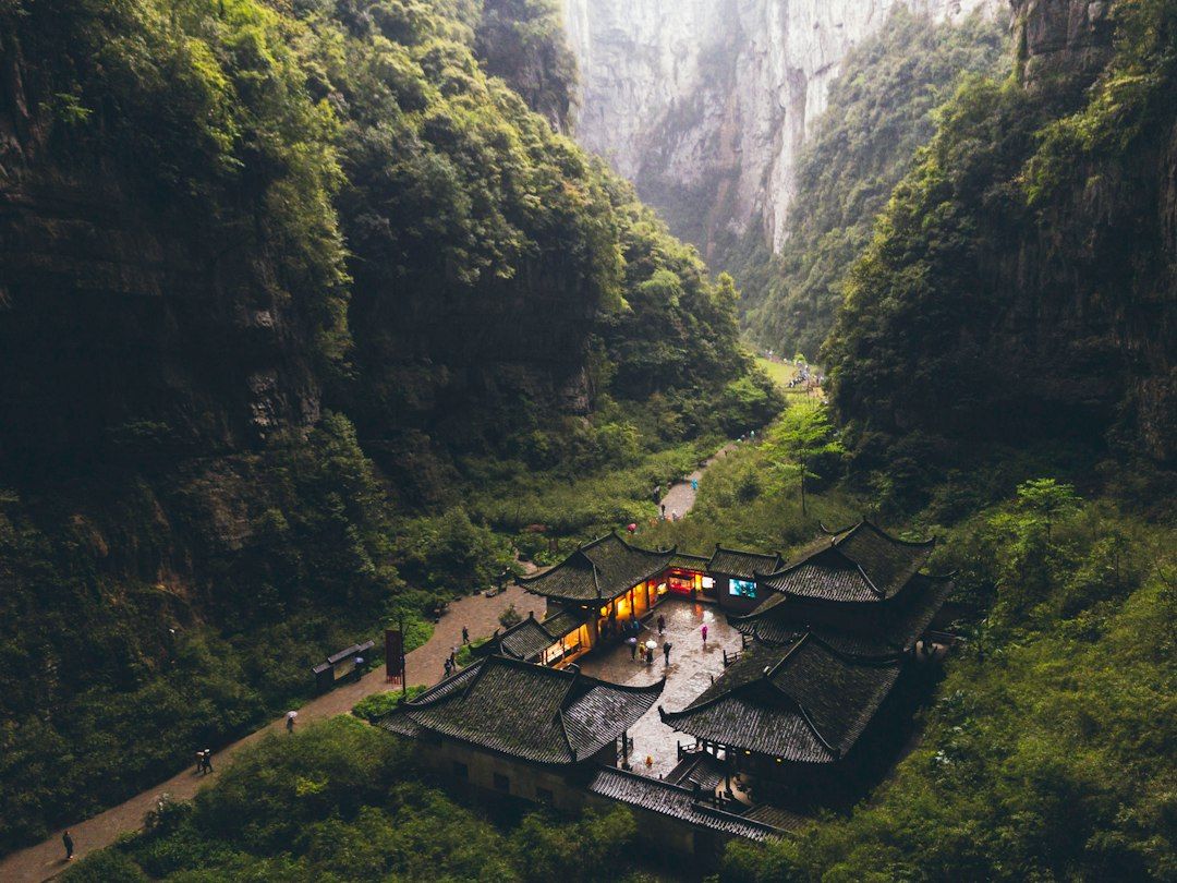 Tianfu Post, the historic courier station beneath Tianlong Bridge at Wulong